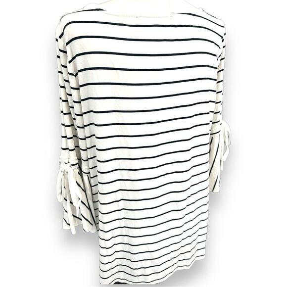 White House Black Market XL Striped Bell Sleeve Blouse with Ribbon Tie - Picture 9 of 11